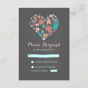 tarjetas RSVP de boda casual en la playa de pizarr