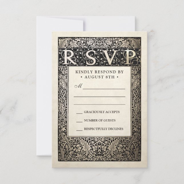 Tarjetas RSVP de boda | Colección Champagne Ivy (Anverso)