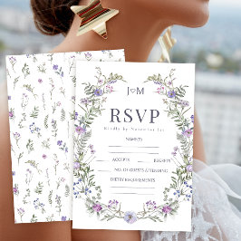 Tarjetas RSVP de boda con flores silvestres de lav