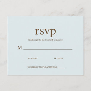Tarjetas RSVP de boda contemporánea - Azul