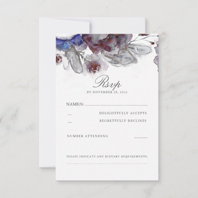 Tarjetas RSVP de boda de acuarela floral (Anverso)