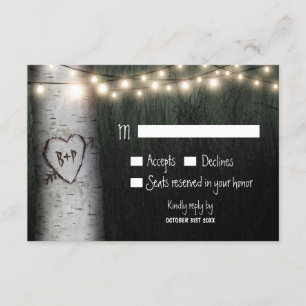 Tarjetas RSVP de Boda de árbol de aves talladas