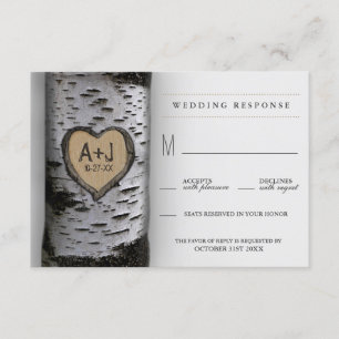 Tarjetas RSVP de Boda de árbol de aves talladas