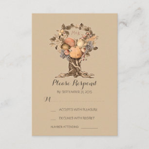 Tarjetas RSVP de boda de árbol de otoño