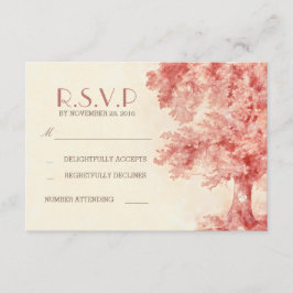 tarjetas RSVP de boda de árbol pintado con color d