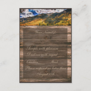 Tarjetas RSVP de boda de árboles de caída de mader