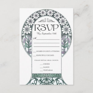 Tarjetas RSVP de Boda de Art Nouveau Colorida (Set