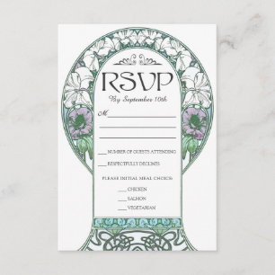 Tarjetas RSVP de Boda de Art Nouveau Colorida (Set