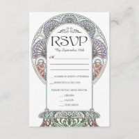 Tarjetas RSVP de Boda de Art Nouveau Colorida (Set