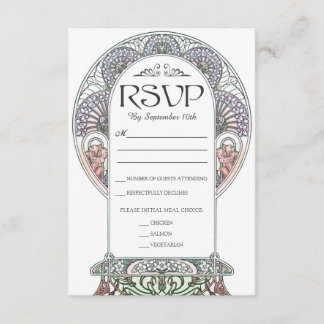 Tarjetas RSVP de Boda de Art Nouveau Colorida (Set