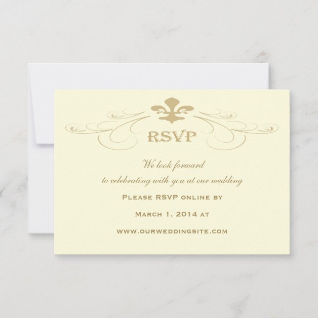 Tarjetas RSVP de Boda de Boda de Champagne Gold Fl (Anverso)