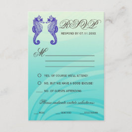 Tarjetas RSVP de boda de caballito de mar azul