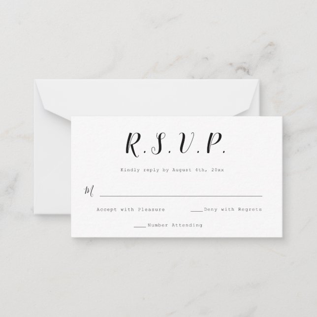 Tarjetas RSVP de boda de caligrafía presupuestaria (Anverso)