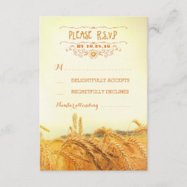 Tarjetas RSVP de boda de campo de trigo rústico