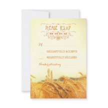 Tarjetas RSVP de boda de campo de trigo rústico
