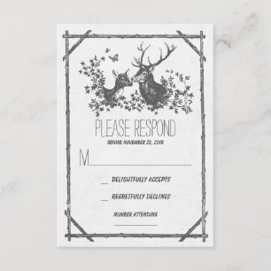 Tarjetas RSVP de boda de ciervos grises rusos