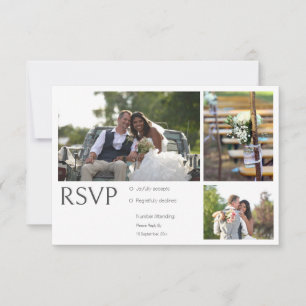 Tarjetas RSVP de boda de Collage de fotos blanco