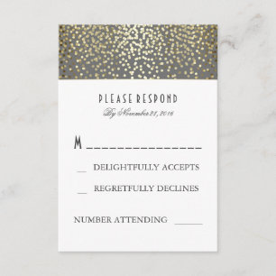 Tarjetas RSVP de Boda de Confetti Gold