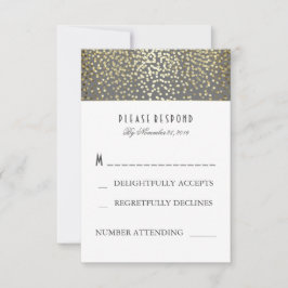 Tarjetas RSVP de Boda de Confetti Gold