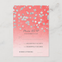 tarjetas RSVP de boda de coral rosa brillante de p