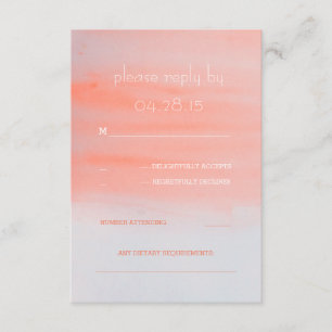 tarjetas RSVP de boda de coral rosa color agua mod