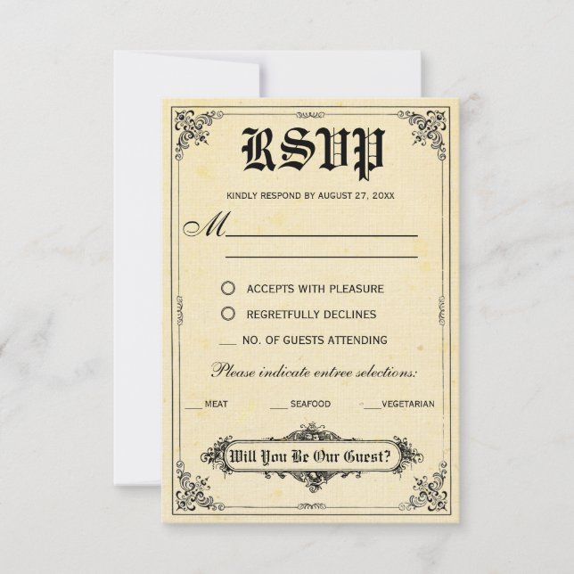 Tarjetas RSVP de Boda de cuaderno de cuentos de ha (Anverso)