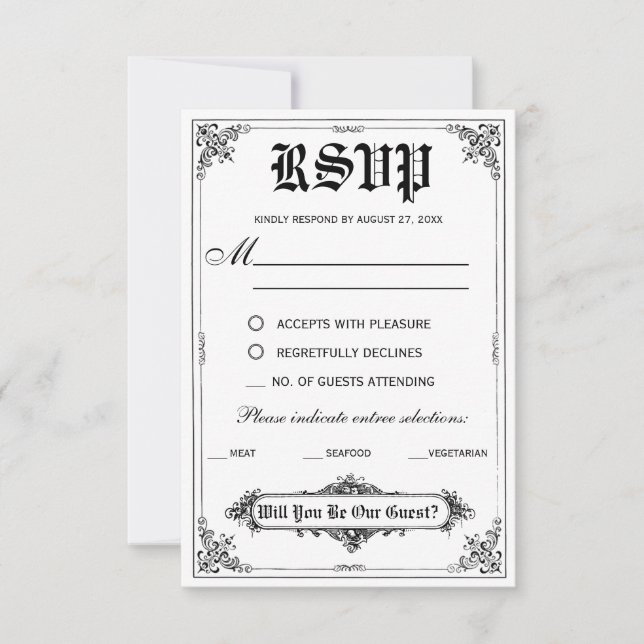 Tarjetas RSVP de Boda de cuaderno de cuentos de ha (Anverso)
