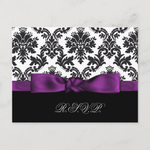 tarjetas rsvp de boda de damasco morado