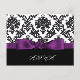tarjetas rsvp de boda de damasco morado
