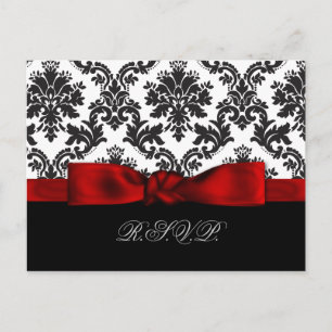 tarjetas rsvp de boda de damasco rojo