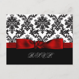 tarjetas rsvp de boda de damasco rojo
