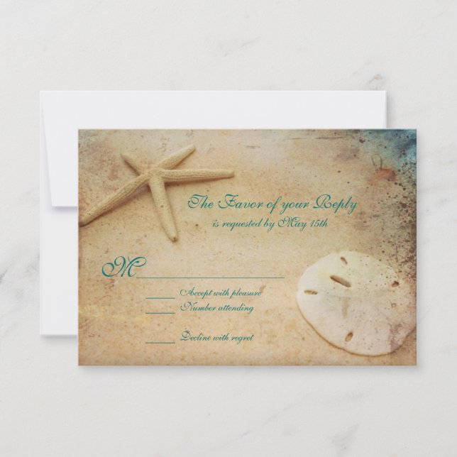 Tarjetas RSVP de boda de destino de playa rusa (Anverso)