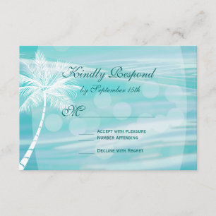 Tarjetas RSVP de Boda de destino Palm Tree Beach