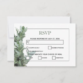 Tarjetas RSVP de boda de eucalipto de plata en dól