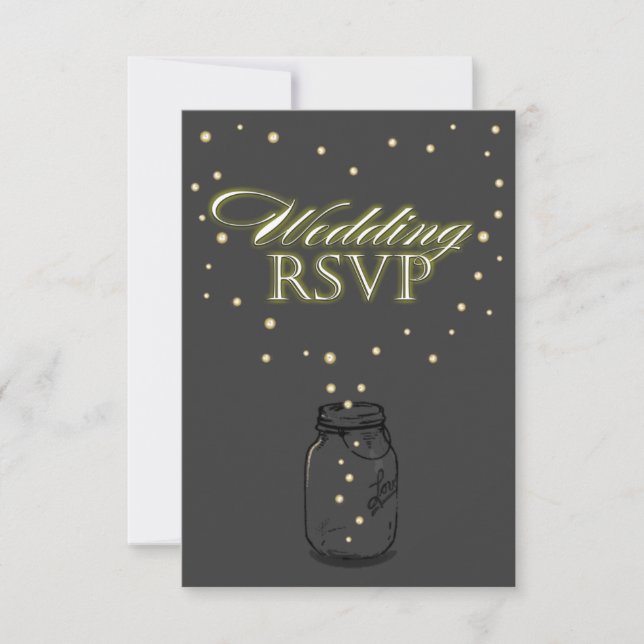 Tarjetas RSVP de Boda de Firefly Wedk Gray Mason J (Anverso)