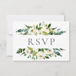 Tarjetas RSVP de boda de flor blanca con solicitud
