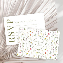 Tarjetas RSVP de boda de flor silvestre de prado c