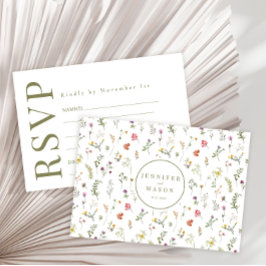 Tarjetas RSVP de boda de flor silvestre de prado c