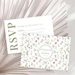 Tarjetas RSVP de boda de flor silvestre de prado c