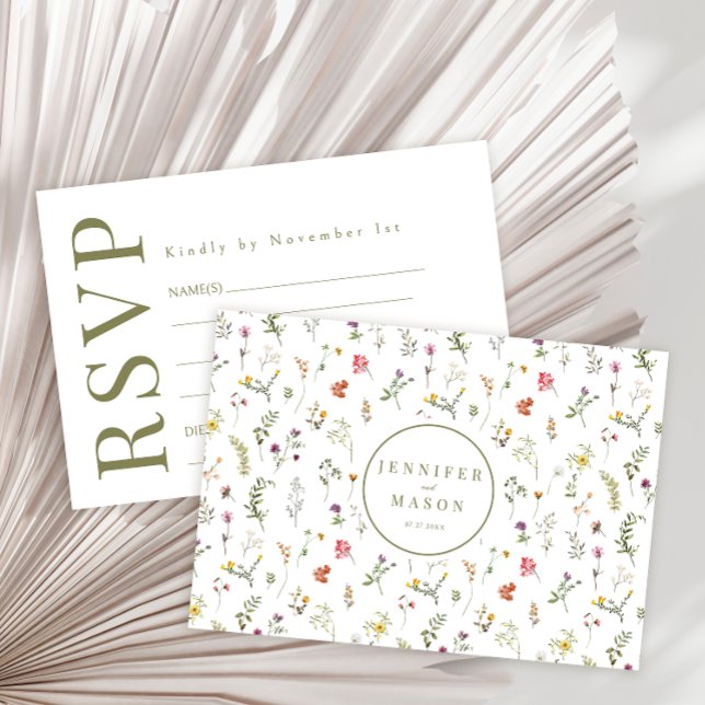 Tarjetas RSVP de boda de flor silvestre de prado c (Subido por el creador)