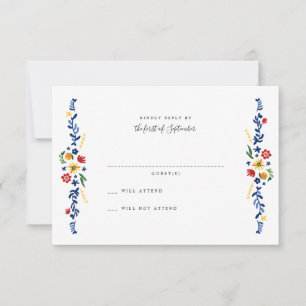 Tarjetas RSVP de boda de Florals con bordado