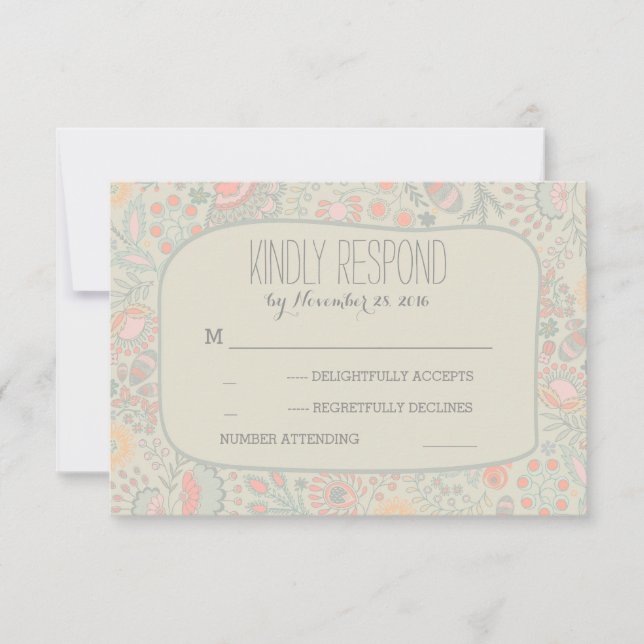 Tarjetas RSVP de boda de flores de corte (Anverso)