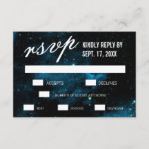 Tarjetas RSVP de Boda de Galaxia Azul