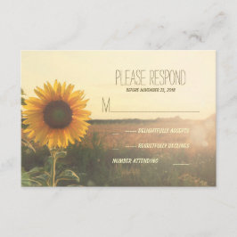 tarjetas RSVP de boda de girasol vintage