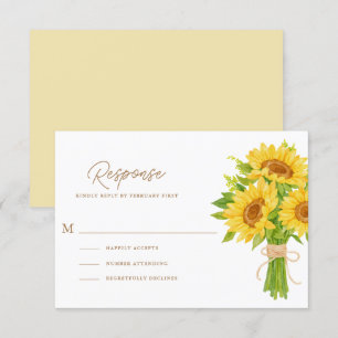 Tarjetas RSVP de boda de girasoles de color agua