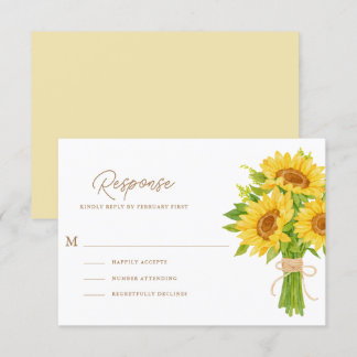 Tarjetas RSVP de boda de girasoles de color agua