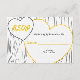 Tarjetas RSVP de Boda de Grano de Madera - Amarill