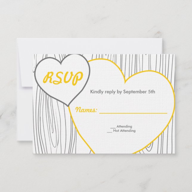 Tarjetas RSVP de Boda de Grano de Madera - Amarill (Anverso)