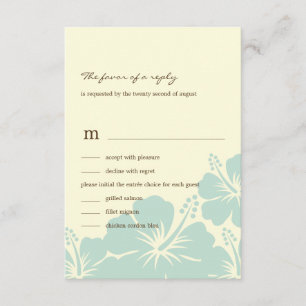 Tarjetas RSVP de boda de Hibiscus (Azul)
