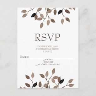 Tarjetas RSVP de boda de hoja moderna